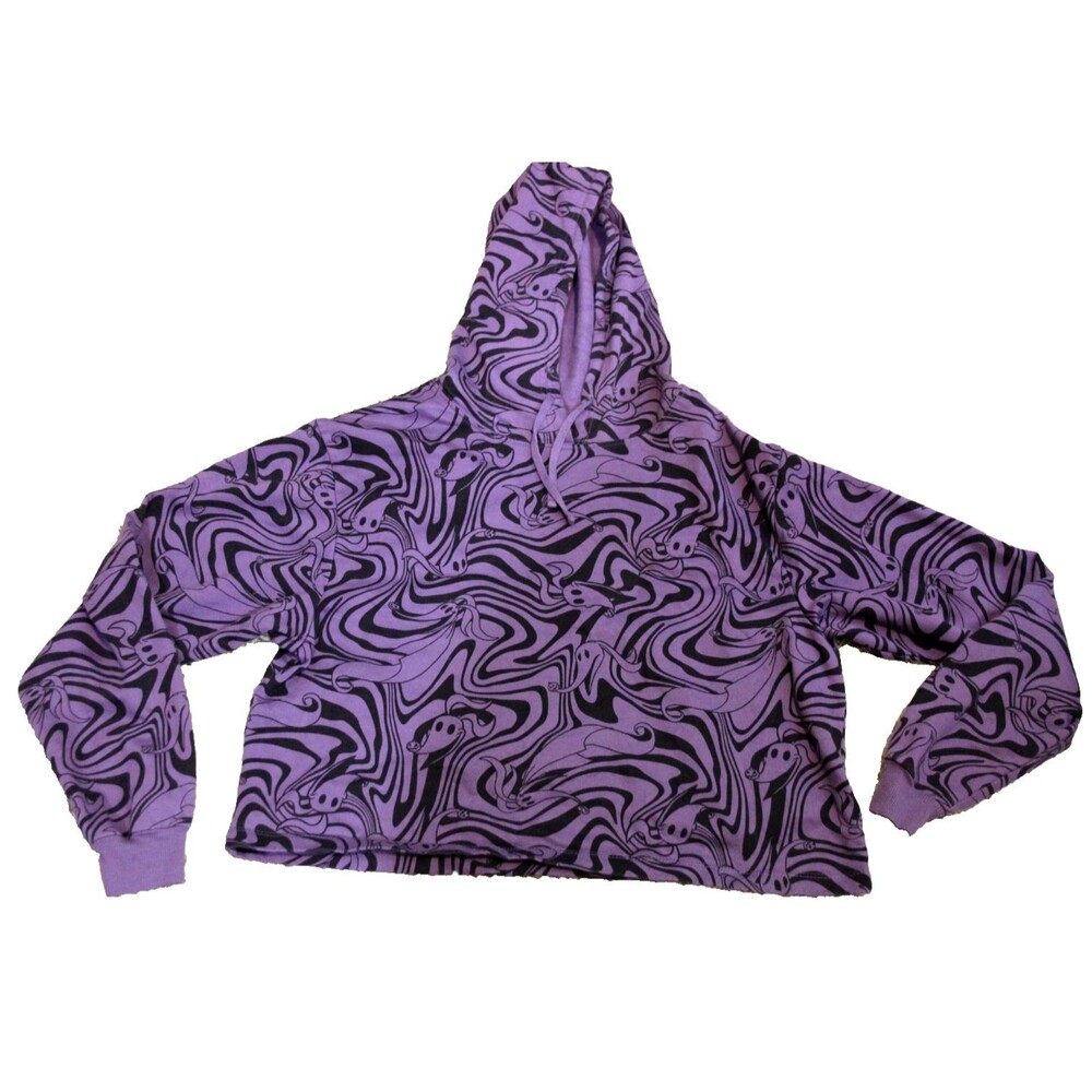 Disney Nightmare Before Christmas Zero Crop Hoodie Sweatshirt Gothic Purple  XL